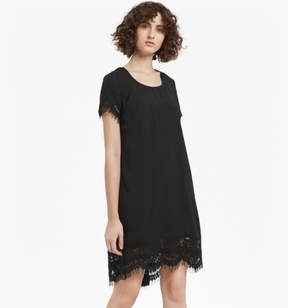 New French Connection Classic Crepe And Lace Dress